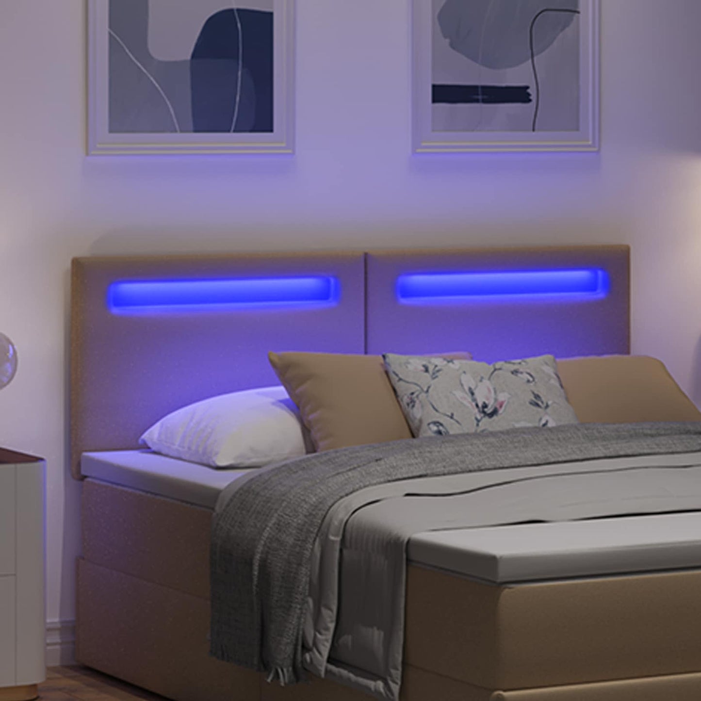 Testiera LED Cappuccino 160 cm Pelle Sintetica | homemem39