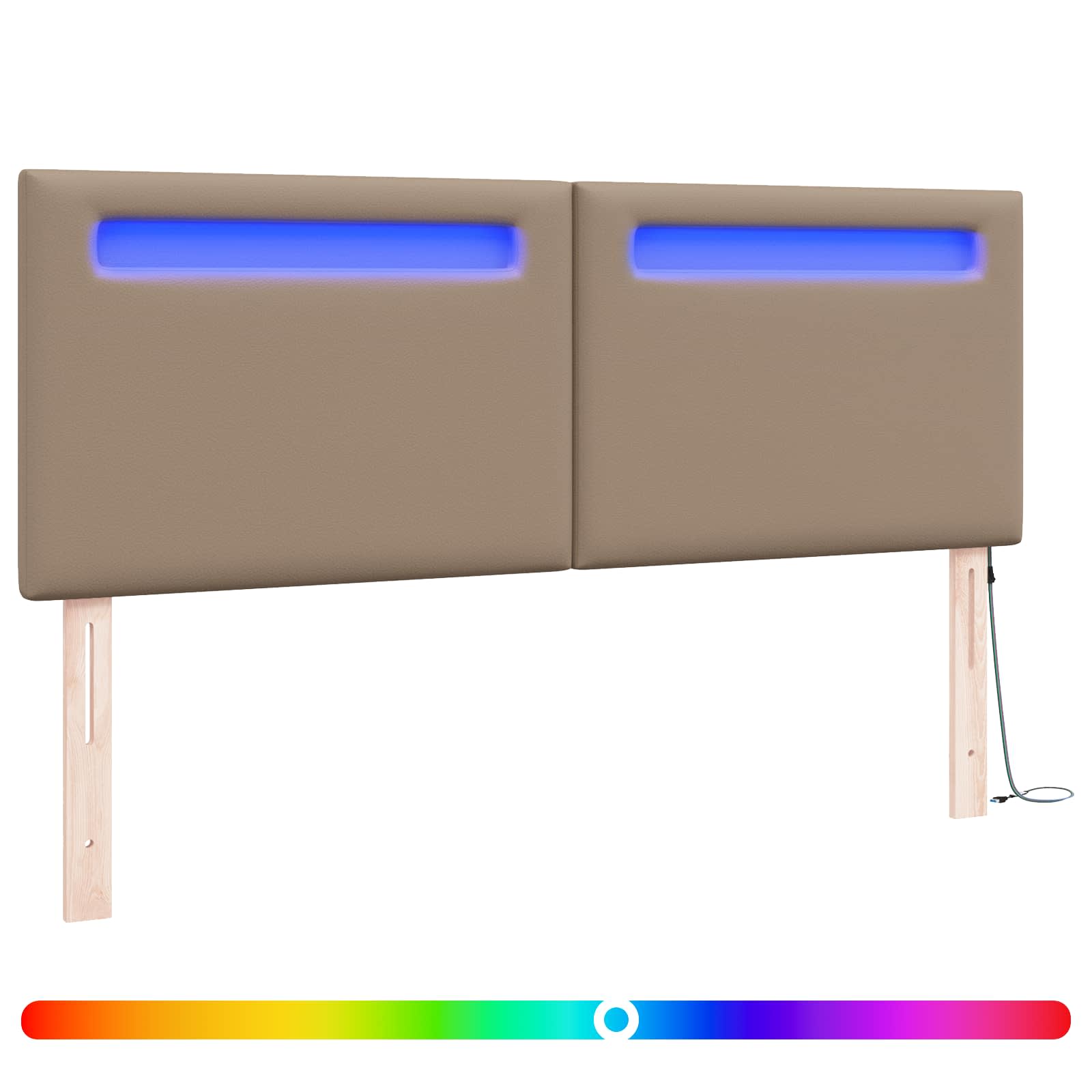 Testiera LED Cappuccino 160 cm Pelle Sintetica | homemem39