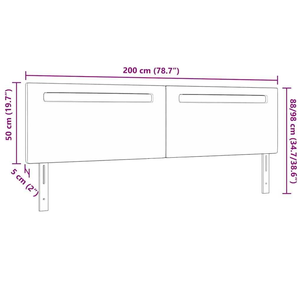 Testiera con luci a strisce a LED Cappuccino 200 cm PVC