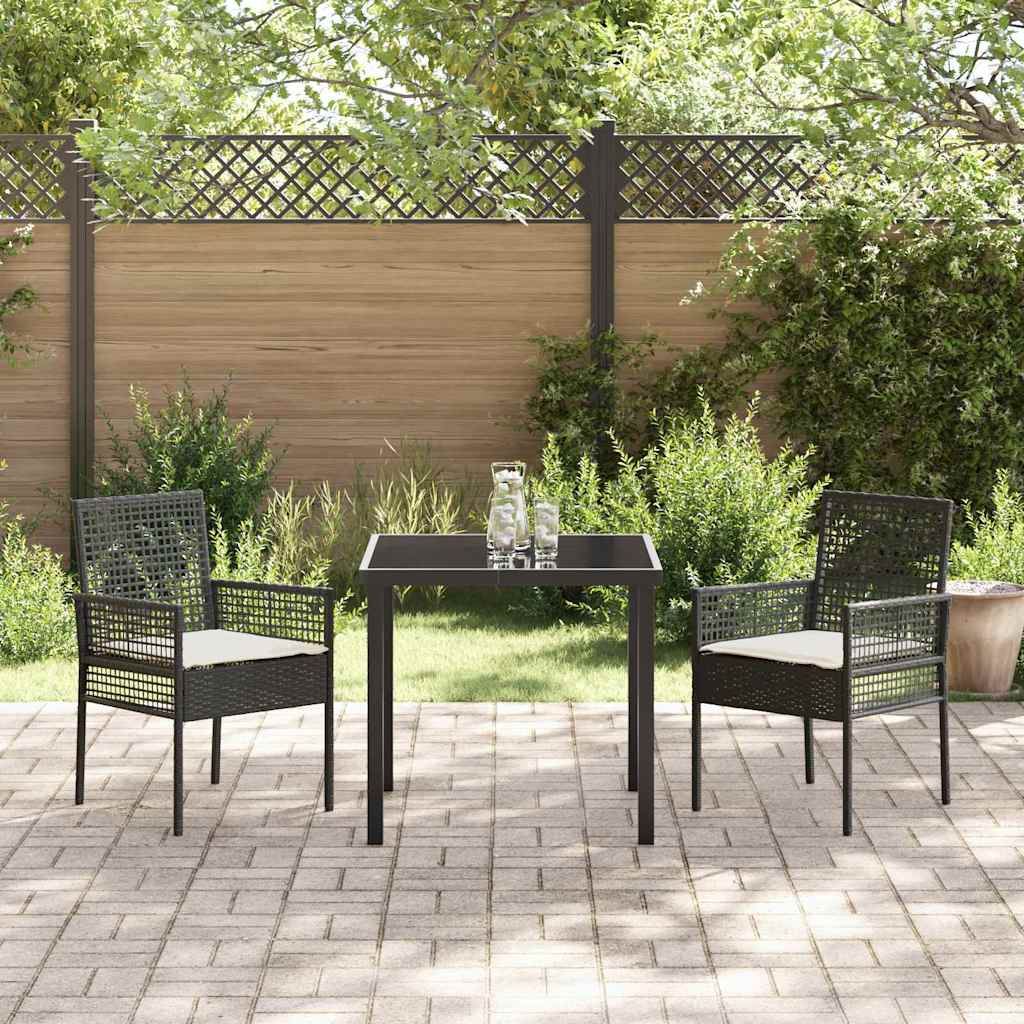 Sedia da Giardino 2 pcs Nero 53 x 60 x 85cm polyrattan - homemem39