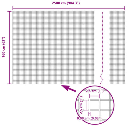 Recinzione in Rete Saldato Argento 1.6 x 25 m
