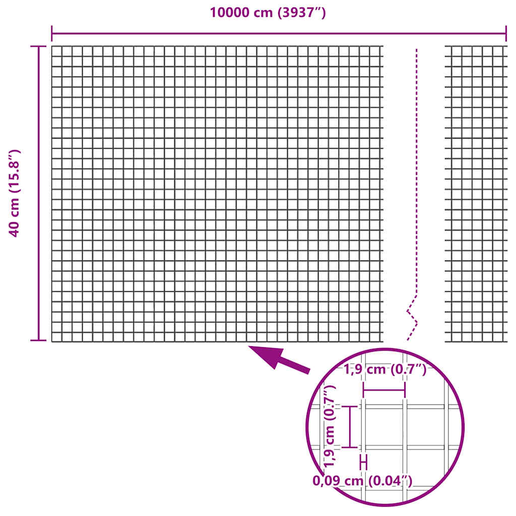 Recinzione in Rete Saldato Verde 0.4 x 100 m