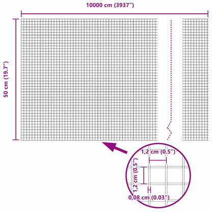 Recinzione in Rete Saldato Verde 0.5 x 100 m