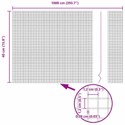 Recinzione in Rete Saldato Grigio 0.4 x 10 m