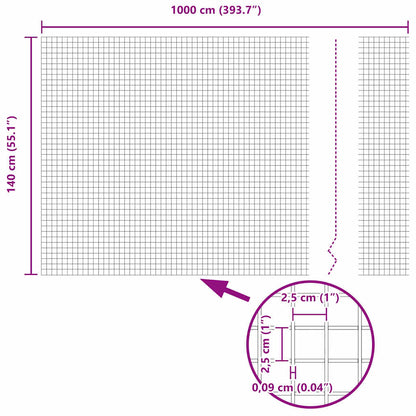 Recinzione in Rete Saldato Grigio 1.4 x 10 m