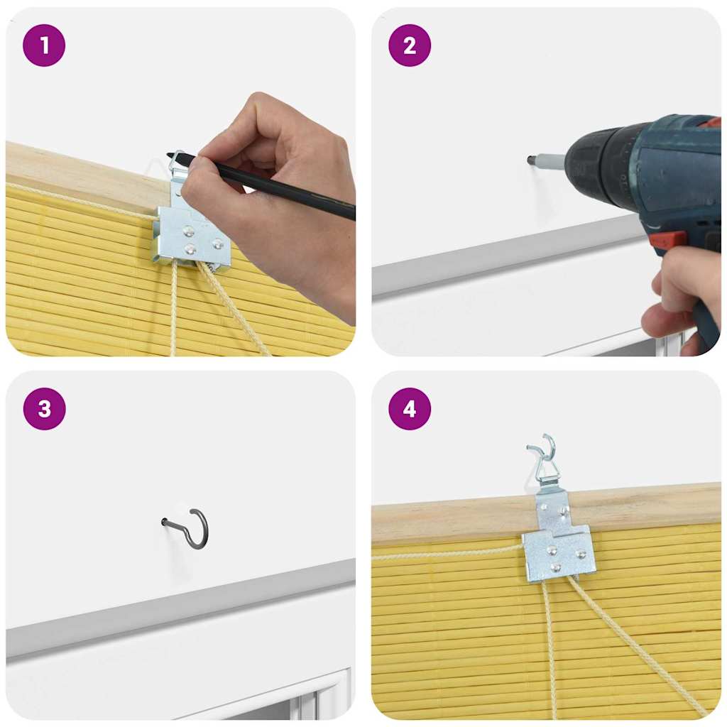 Tenda a rullo con tende Giallo 90 x 220 cm Bambù | homemem39