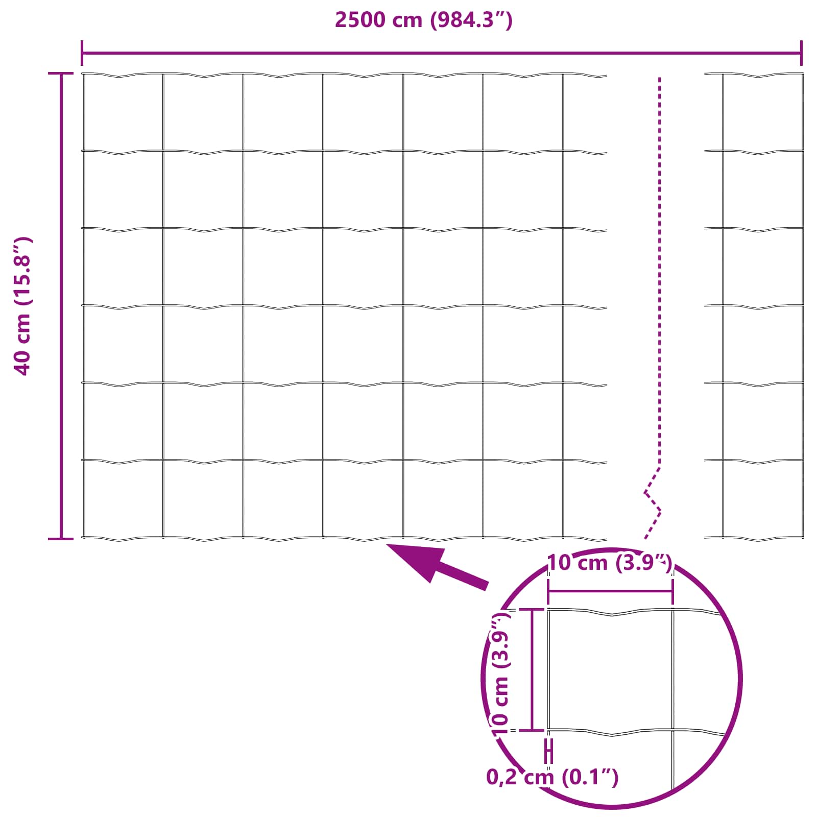 Recinzione Euro Grigio 0,4 x 25 m Ferro rivestito in PVC | homemem39