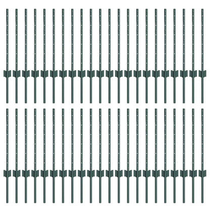 Palo della recinzione 44 pcs Verde 100 cm Acciaio | homemem39