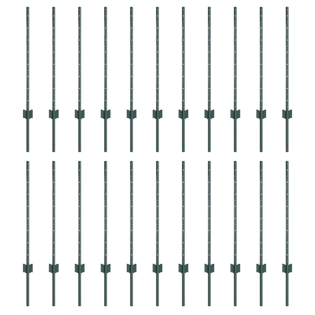 Palo della recinzione 22 pcs Verde 120 cm Acciaio | homemem39