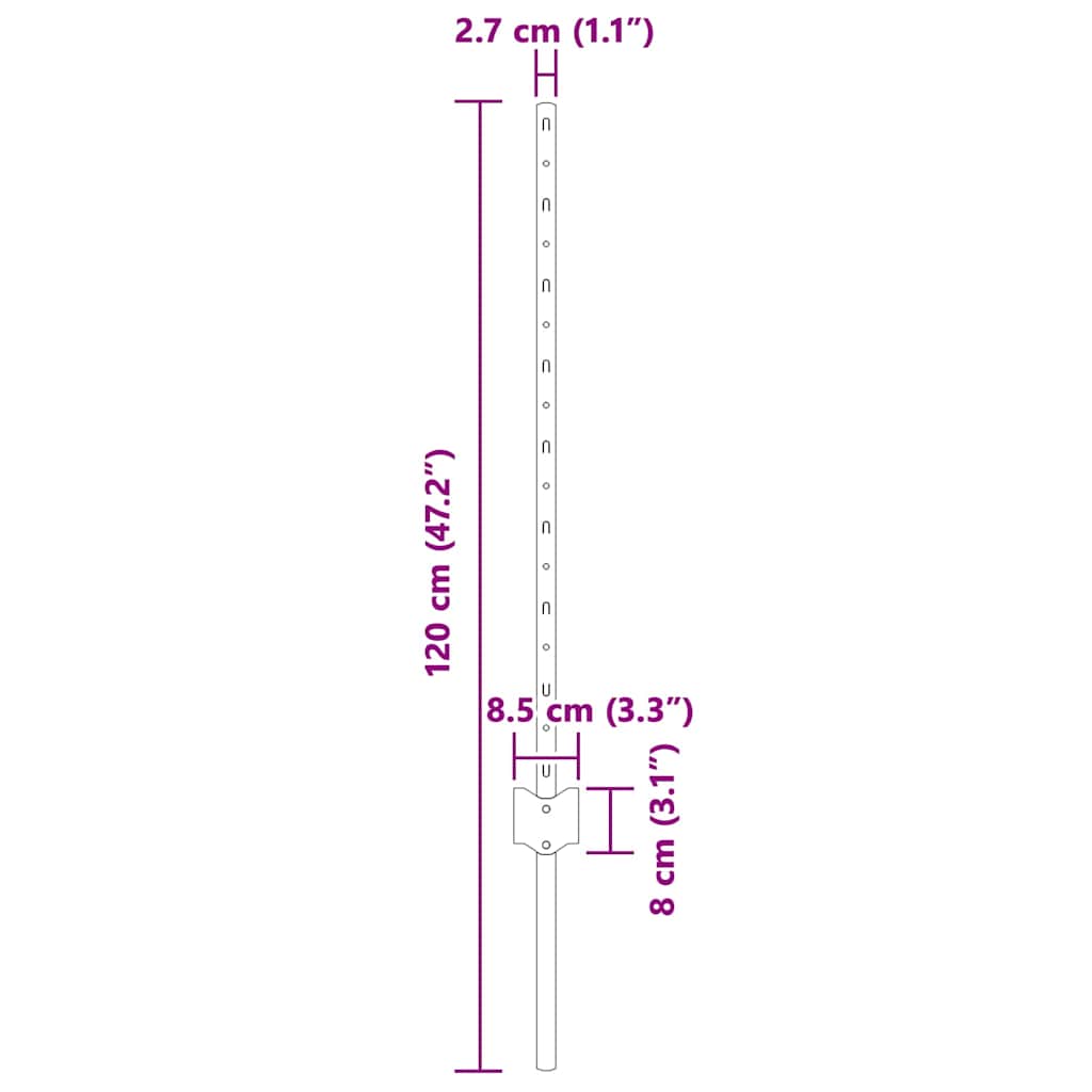 Palo della recinzione 22 pcs Verde 120 cm Acciaio | homemem39