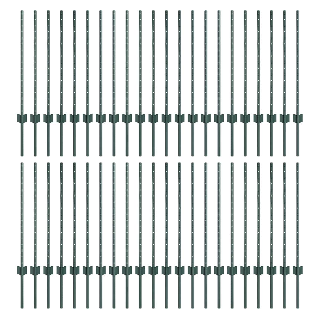 Palo della recinzione 44 pcs Verde 120 cm Acciaio | homemem39
