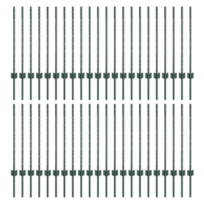 Palo della recinzione 44 pcs Verde 120 cm Acciaio | homemem39