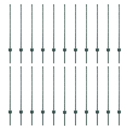 Palo della recinzione 22 pcs Verde 140 cm Acciaio | homemem39