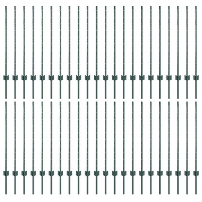 Palo della recinzione 44 pcs Verde 140 cm Acciaio | homemem39