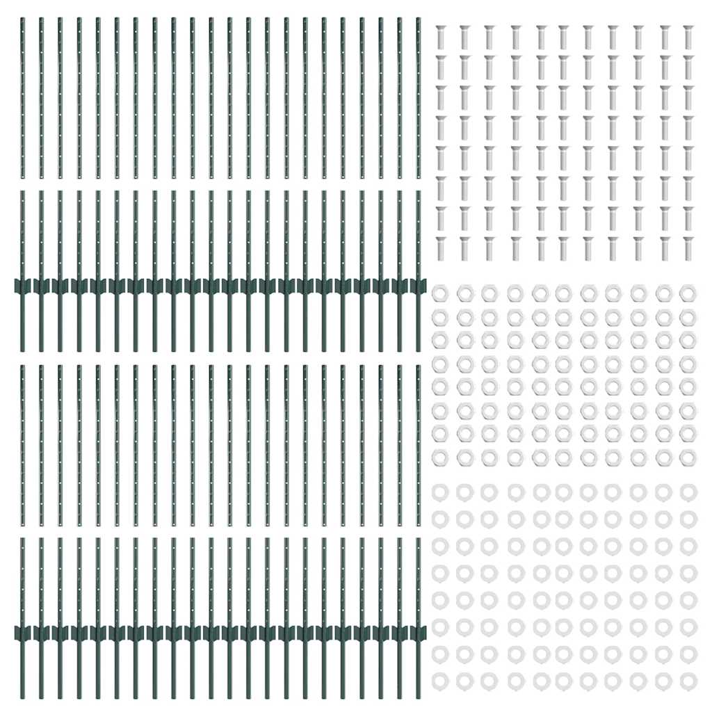 Palo della recinzione 44 pcs Verde 140 cm Acciaio | homemem39