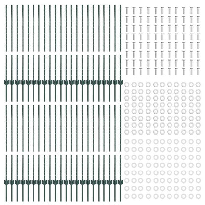 Palo della recinzione 44 pcs Verde 140 cm Acciaio | homemem39