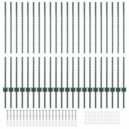 Palo della recinzione 22 pcs Verde 160 cm Acciaio | homemem39
