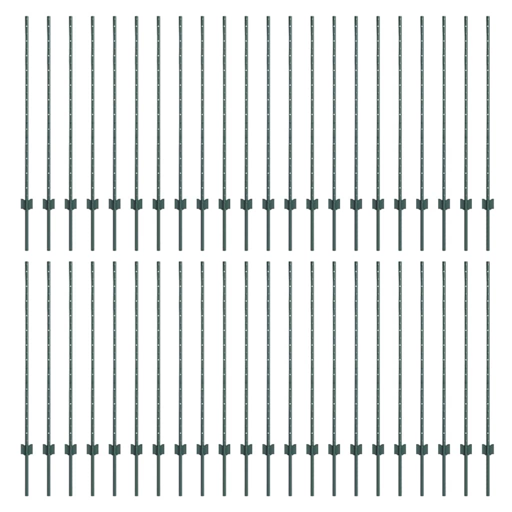 Palo della recinzione 44 pcs Verde 160 cm Acciaio | homemem39