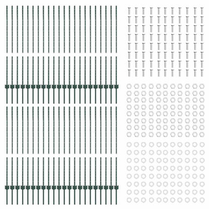 Palo della recinzione 44 pcs Verde 160 cm Acciaio | homemem39
