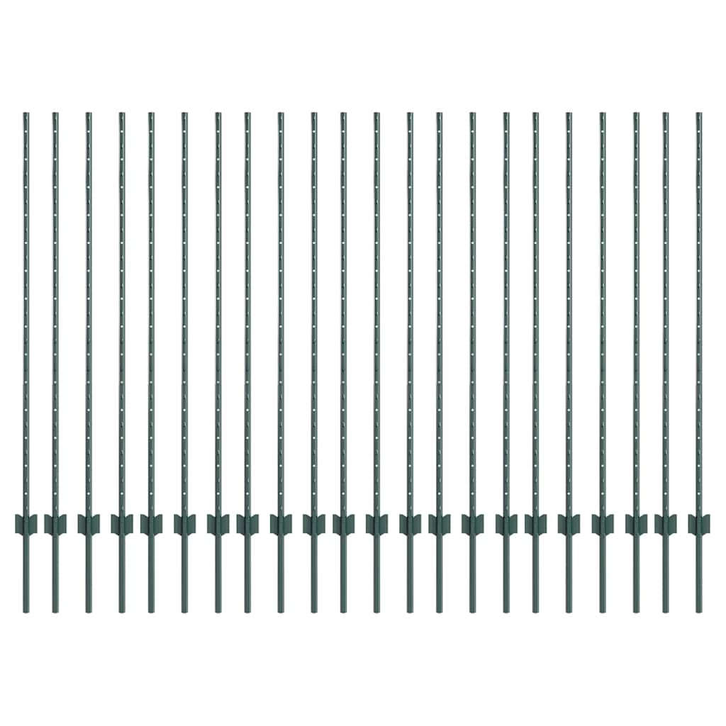Palo della recinzione 22 pcs Verde 180 cm Acciaio | homemem39