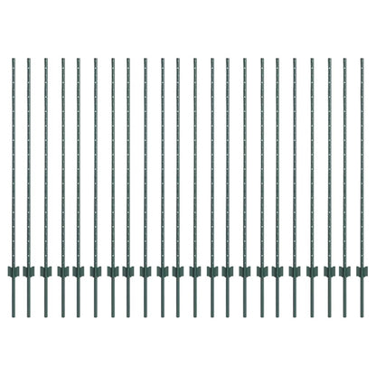 Palo della recinzione 22 pcs Verde 180 cm Acciaio | homemem39