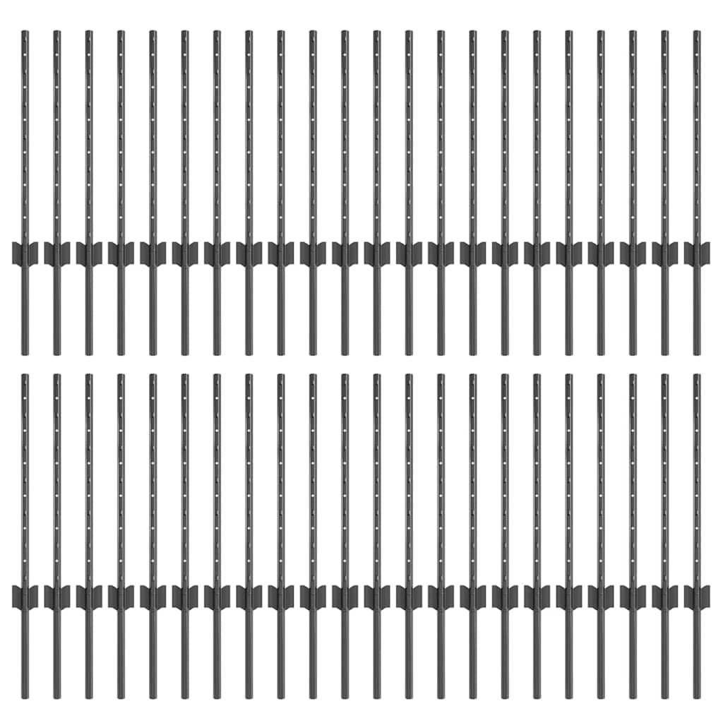 Palo della recinzione 44 pcs Grigio 100 cm Acciaio | homemem39