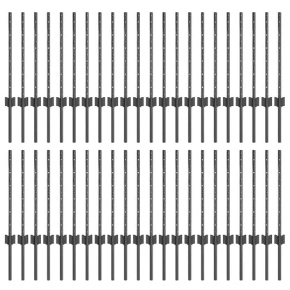 Palo della recinzione 44 pcs Grigio 100 cm Acciaio | homemem39