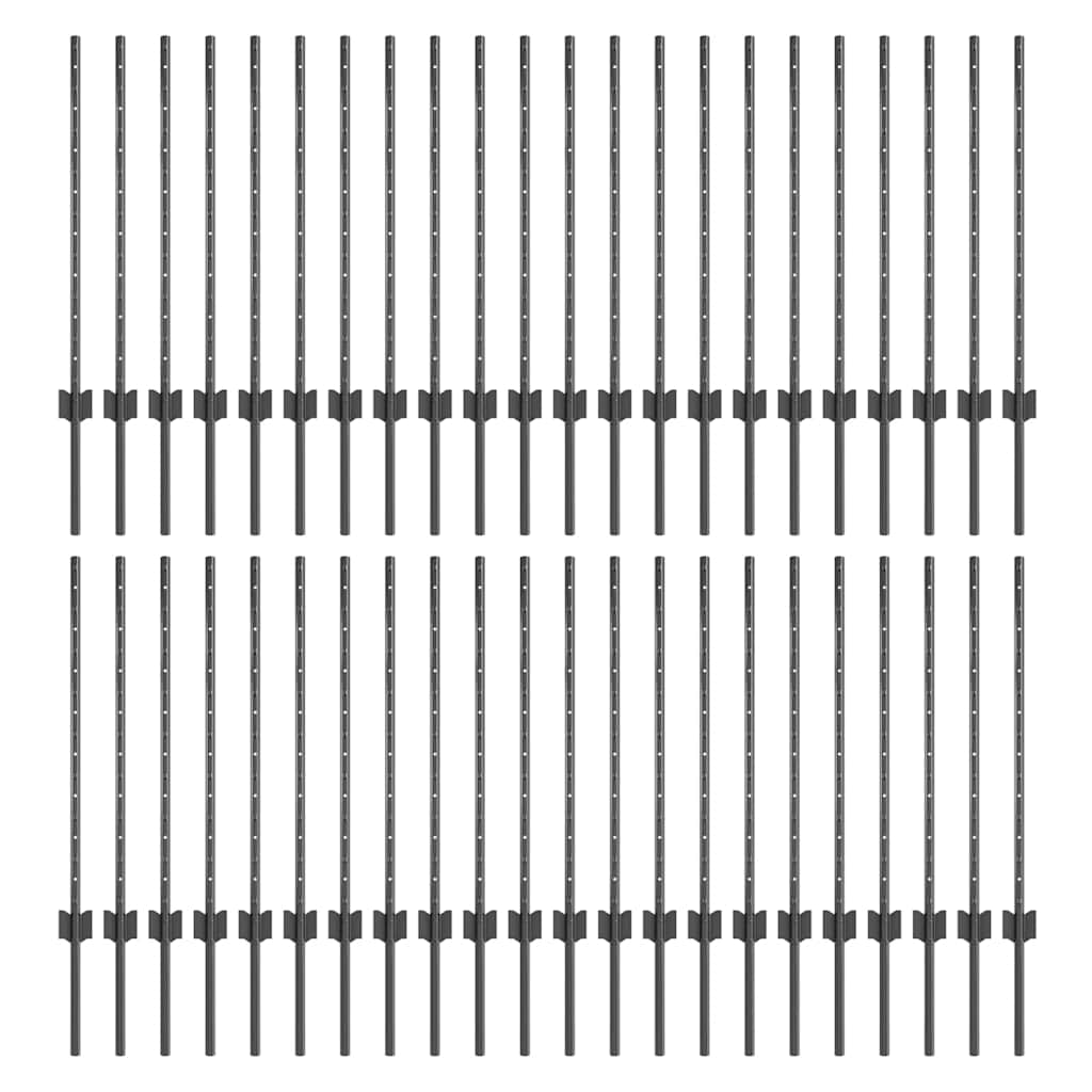 Palo della recinzione 44 pcs Grigio 120 cm Acciaio | homemem39