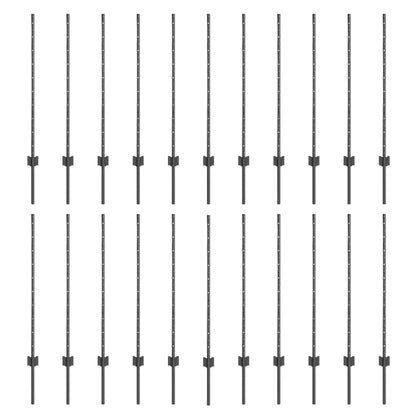 Palo della recinzione 22 pcs Grigio 140 cm Acciaio | homemem39