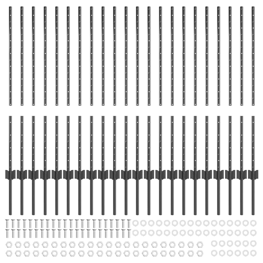 Palo della recinzione 22 pcs Grigio 140 cm Acciaio | homemem39