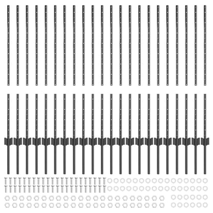 Palo della recinzione 22 pcs Grigio 140 cm Acciaio | homemem39