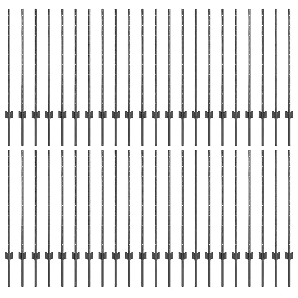Palo della recinzione 44 pcs Grigio 140 cm Acciaio | homemem39