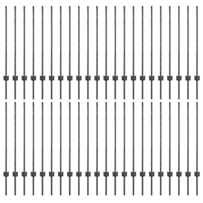 Palo della recinzione 44 pcs Grigio 140 cm Acciaio | homemem39