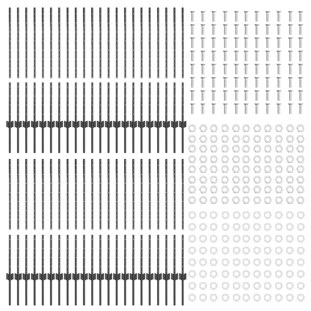 Palo della recinzione 44 pcs Grigio 140 cm Acciaio | homemem39