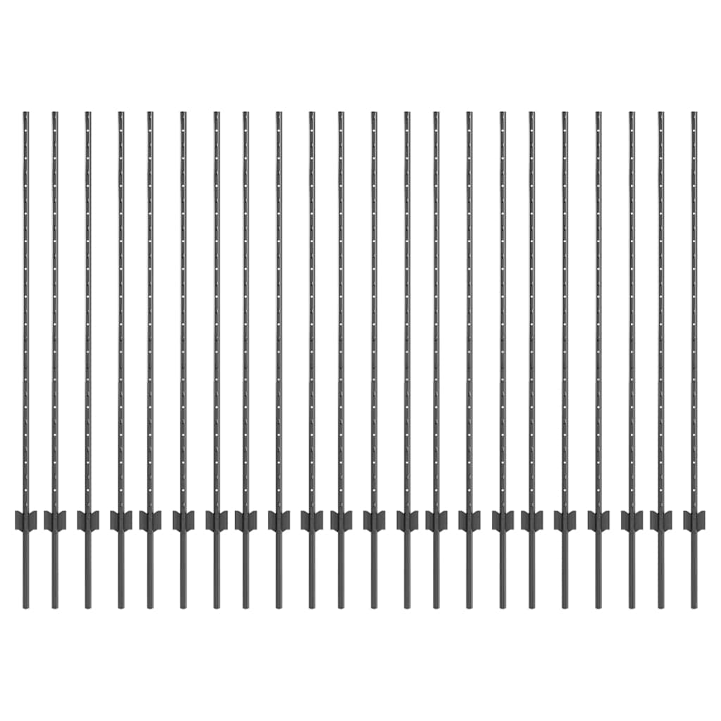 Palo della recinzione 22 pcs Grigio 180 cm Acciaio | homemem39