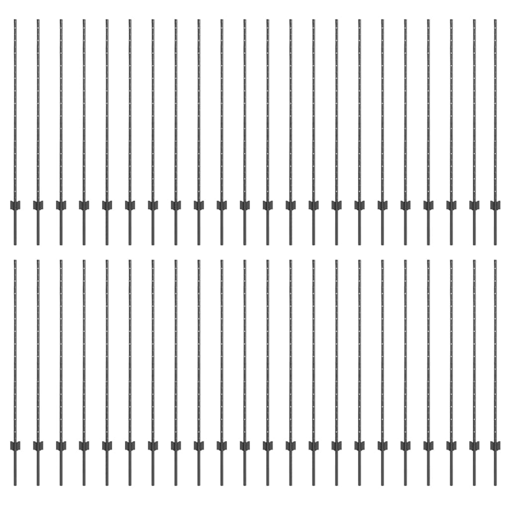 Palo della recinzione 44 pcs Grigio 180 cm Acciaio | homemem39