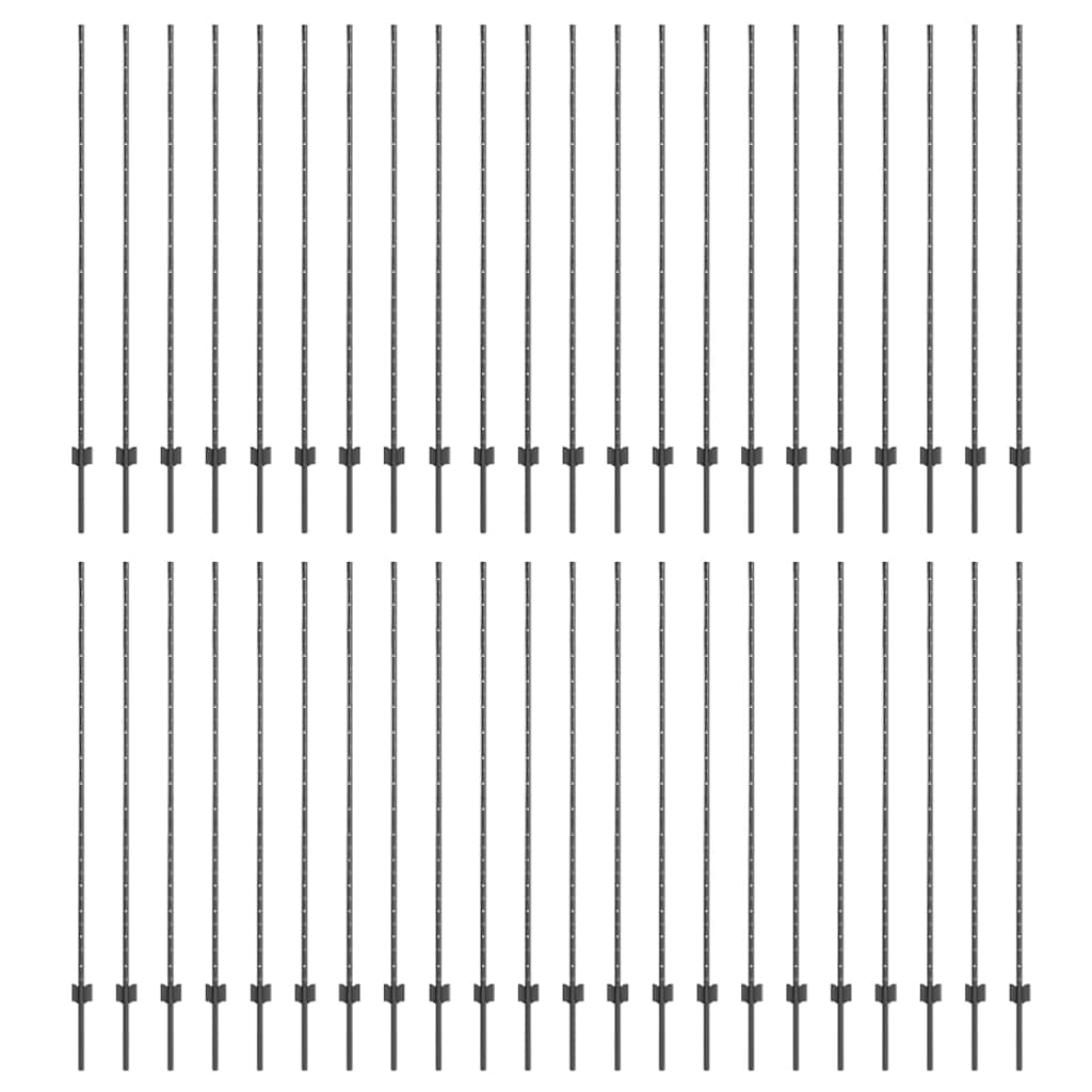 Palo della recinzione 44 pcs Grigio 200 cm Acciaio | homemem39