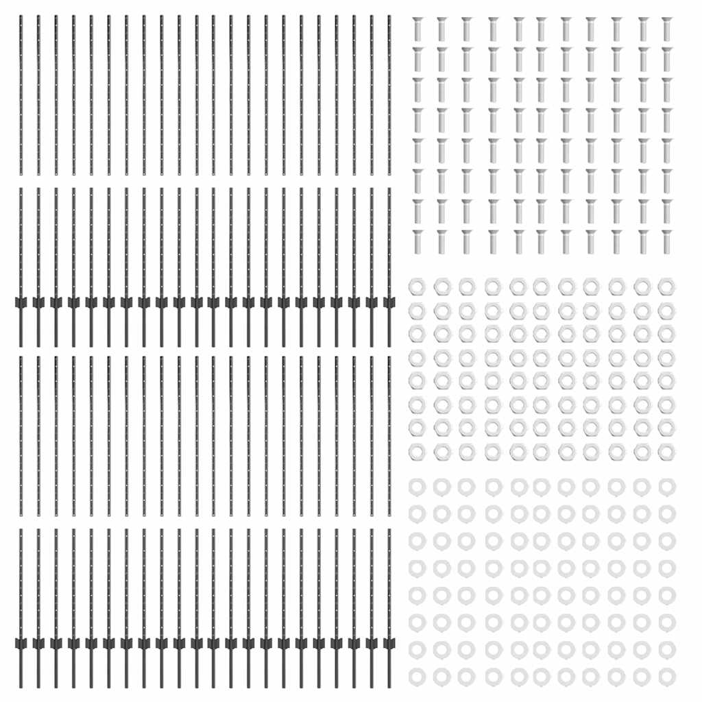 Palo della recinzione 44 pcs Grigio 200 cm Acciaio | homemem39