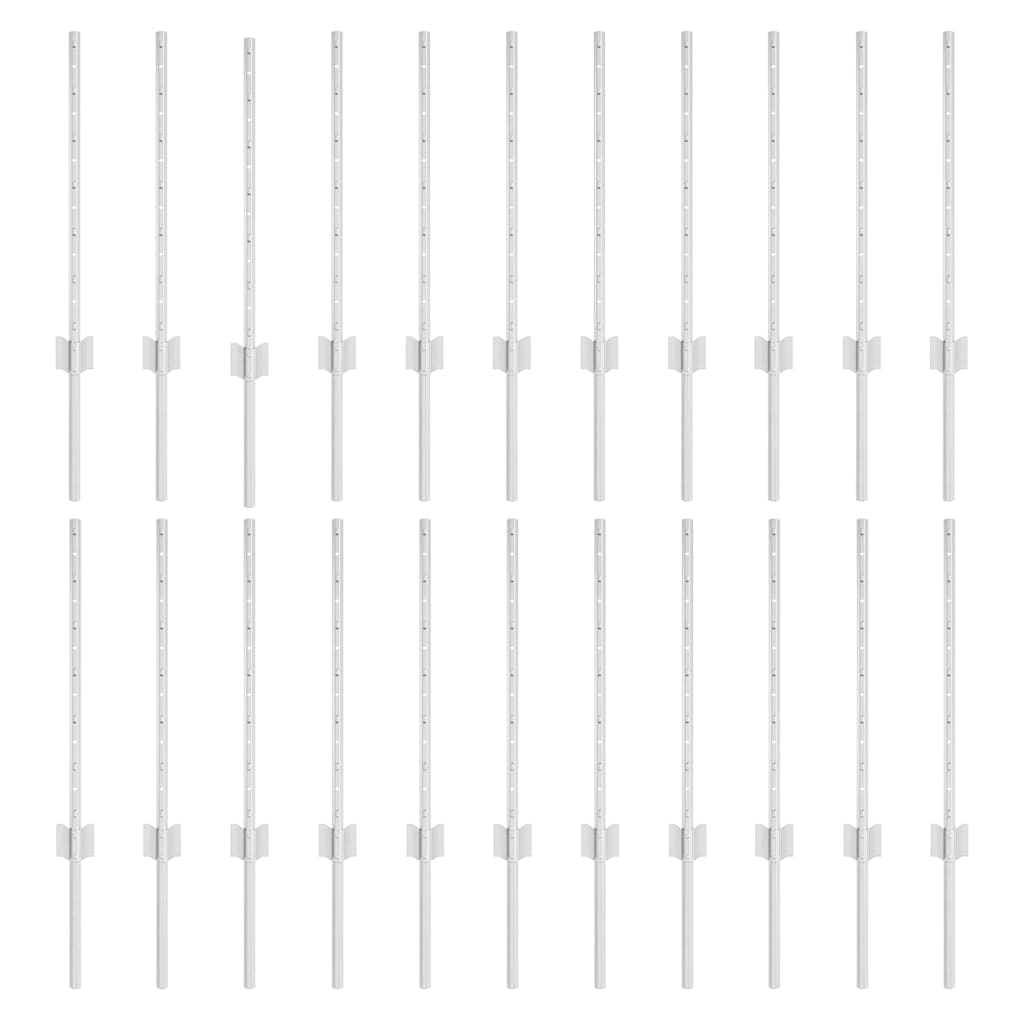 Palo della recinzione 22 pcs Argento 100 cm Acciaio | homemem39