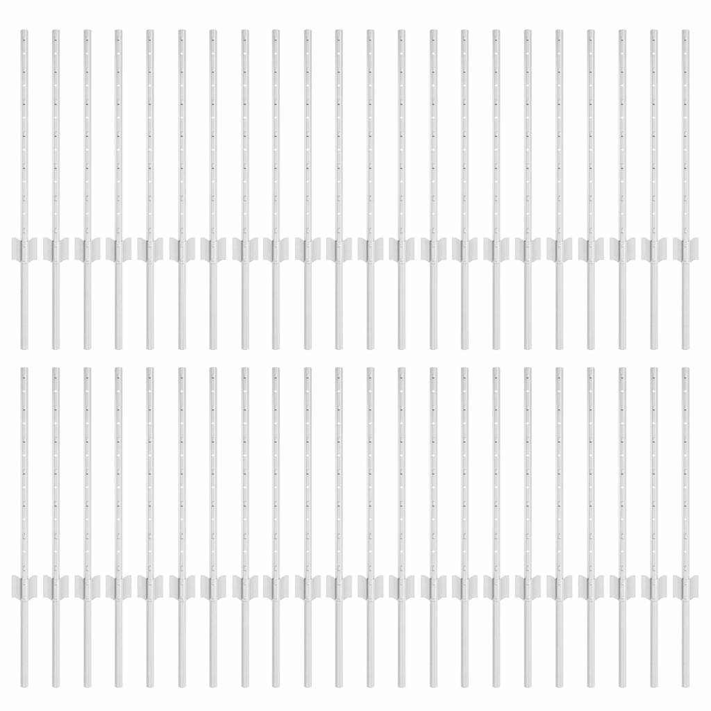 Palo della recinzione 44 pcs Argento 100 cm Acciaio | homemem39