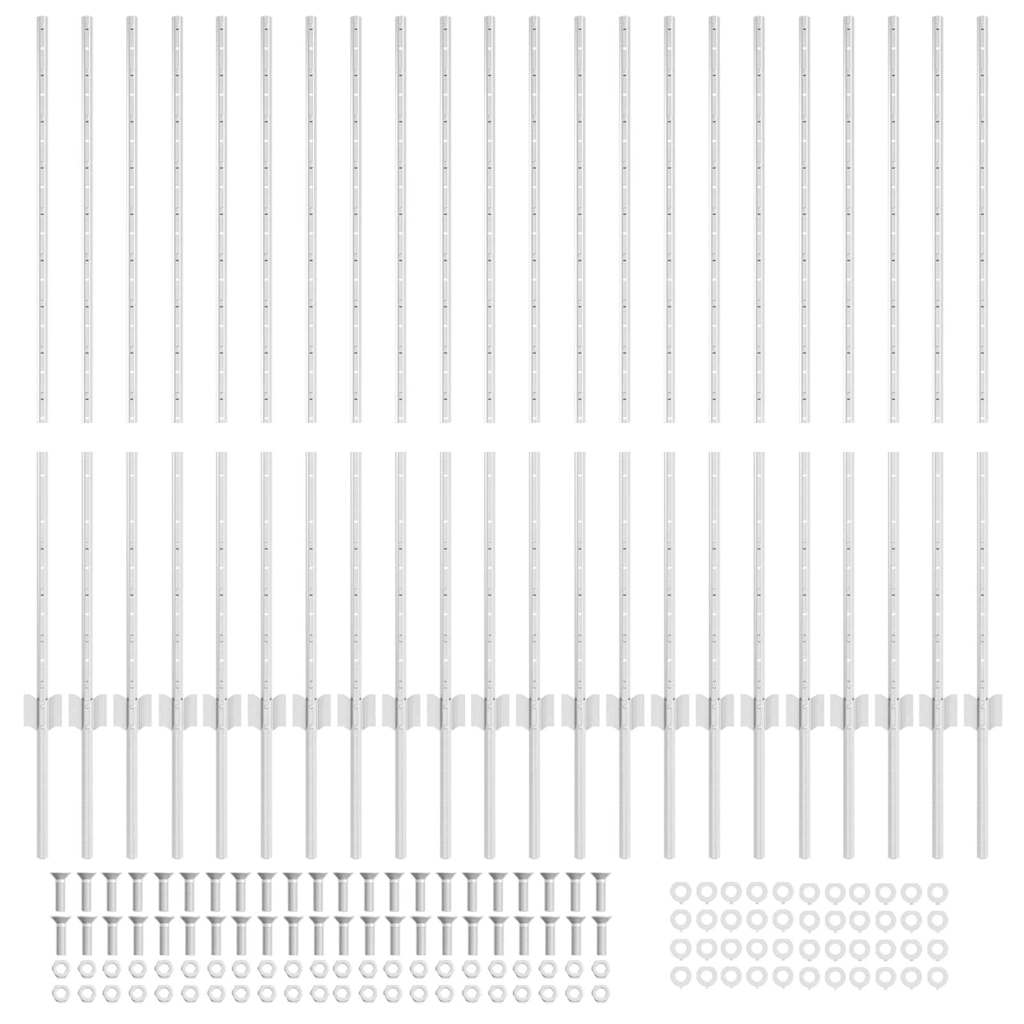 Palo della recinzione 22 pcs Argento 160 cm Acciaio | homemem39