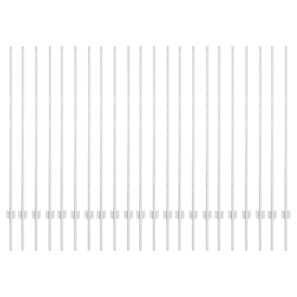 Palo della recinzione 22 pcs Argento 180 cm Acciaio | homemem39
