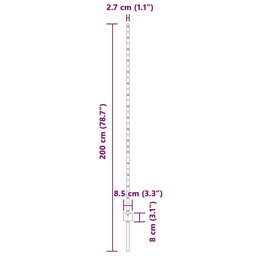 Palo della recinzione 44 pcs Argento 200 cm Acciaio | homemem39
