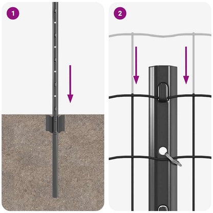 Recinzione con Posto Grigio 0,6 x 50 m Acciaio e PVC