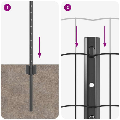 Recinzione con Posto Grigio 0,6 x 50 m Acciaio e PVC