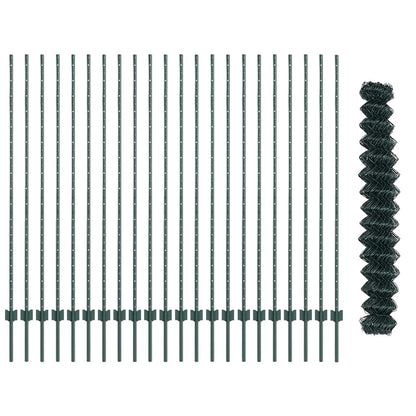 Recinzione a maglie metalliche con palo 25 x 1,5 m (P x H)