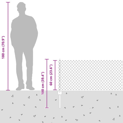 Recinzione con Posto Grigio 0,6 x 25 m Acciaio e PVC