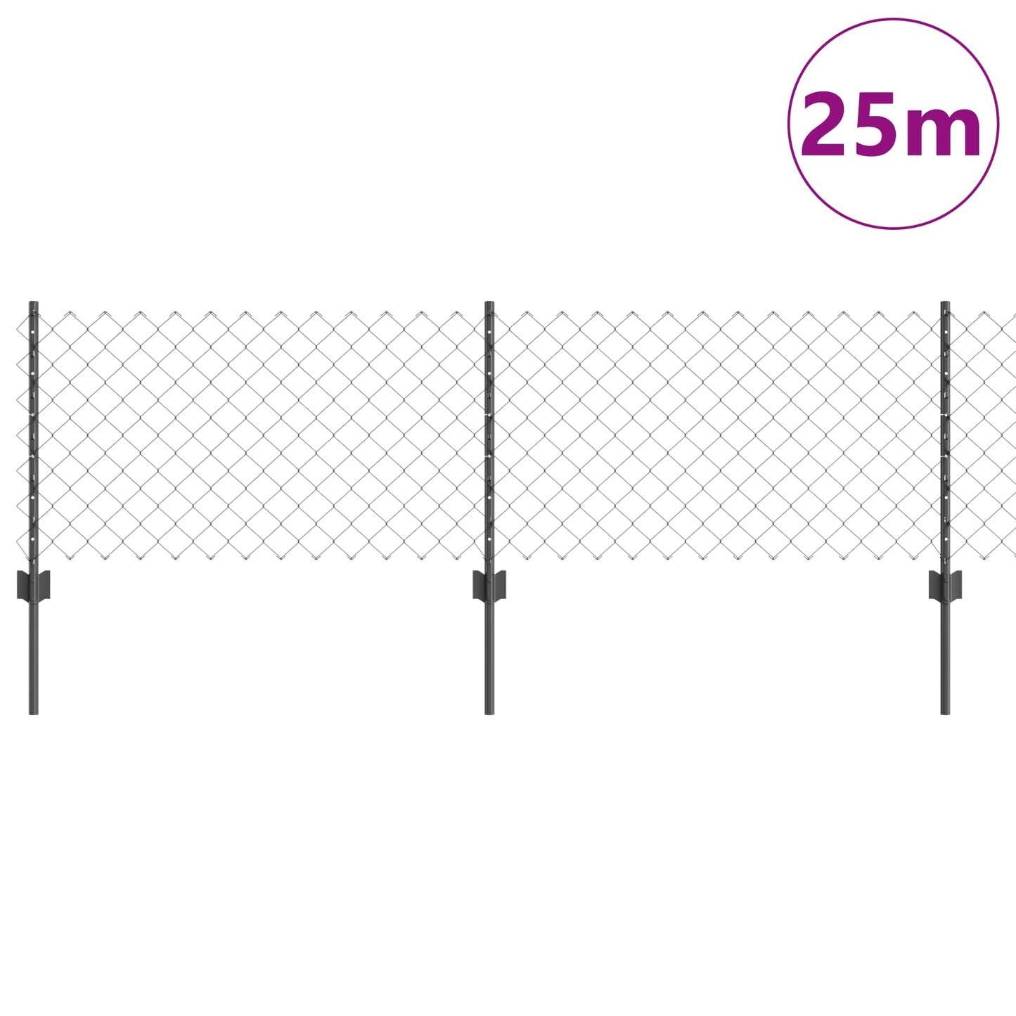 Recinzione con Posto Grigio 0,6 x 25 m Acciaio e PVC