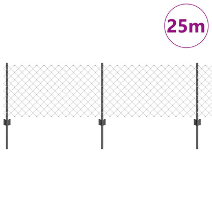 Recinzione con Posto Grigio 0,6 x 25 m Acciaio e PVC