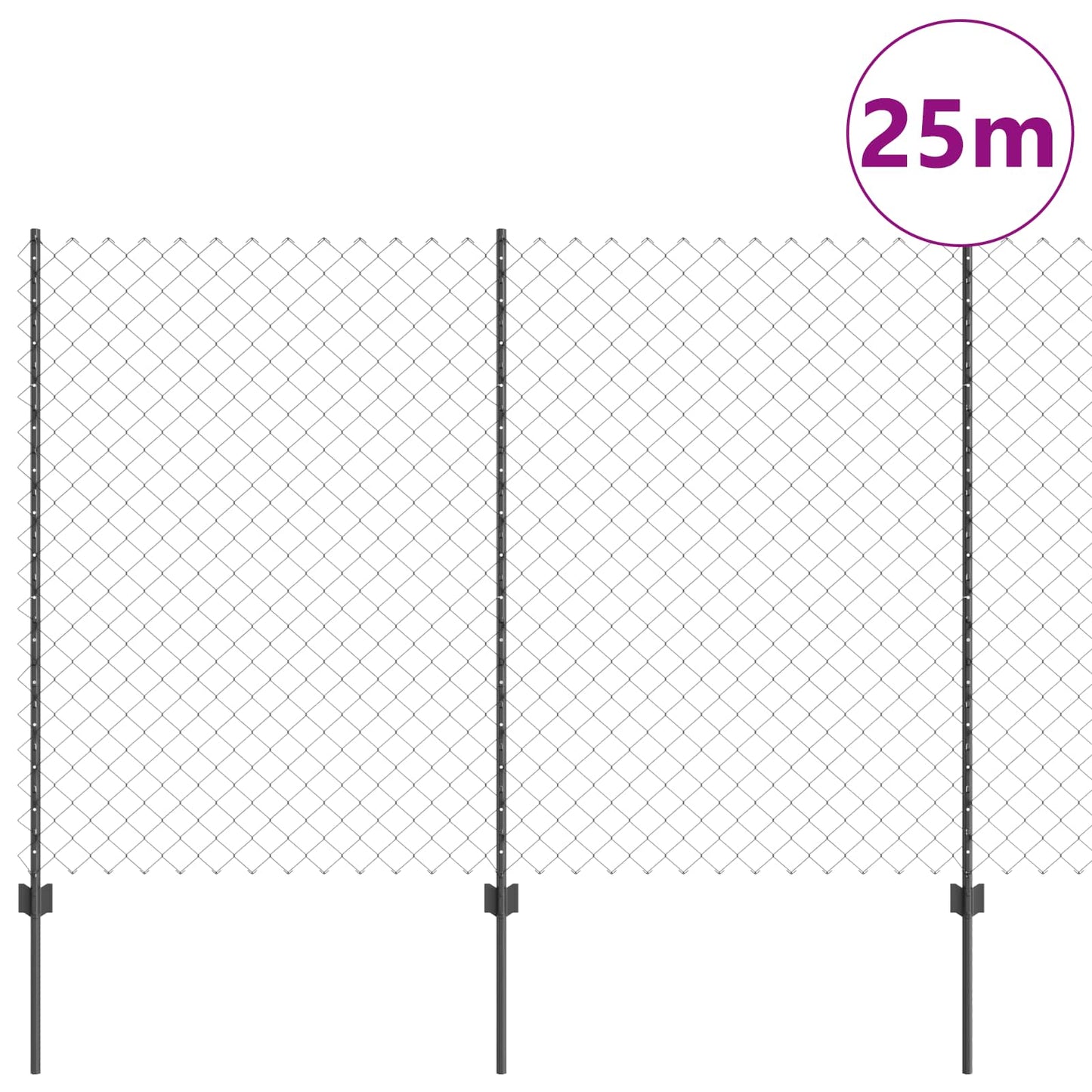 Recinzione a maglie metalliche con palo 25 x 1,5 m (P x H)